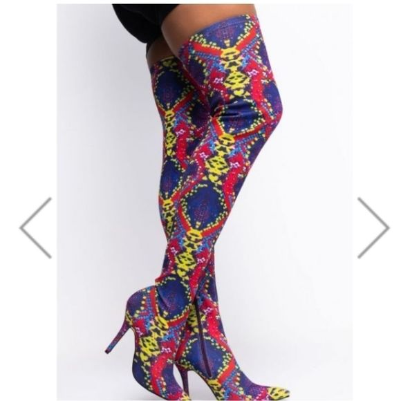 Multicolor Snake, Thigh Boots - Picture 5 of 5